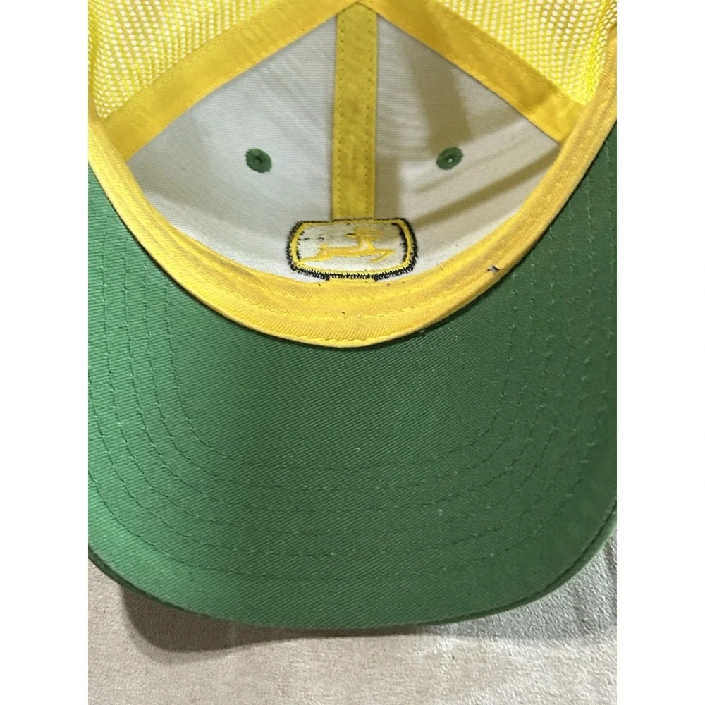Vintage John Deere Trucker Hat Cap Snapback Green Yellow Mesh Farm Tractor Logo